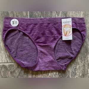 New Jockey Smooth & Shine Seamfree Bikini Panties Size 6/M Raspberry Heather